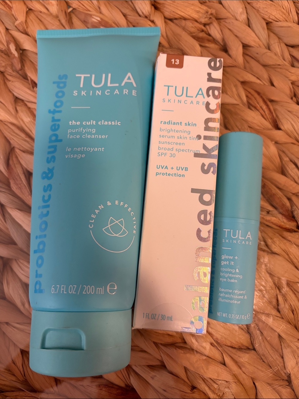 Tula Skincare bundle cult classic face cleanser, skin tint and eye balm NIB